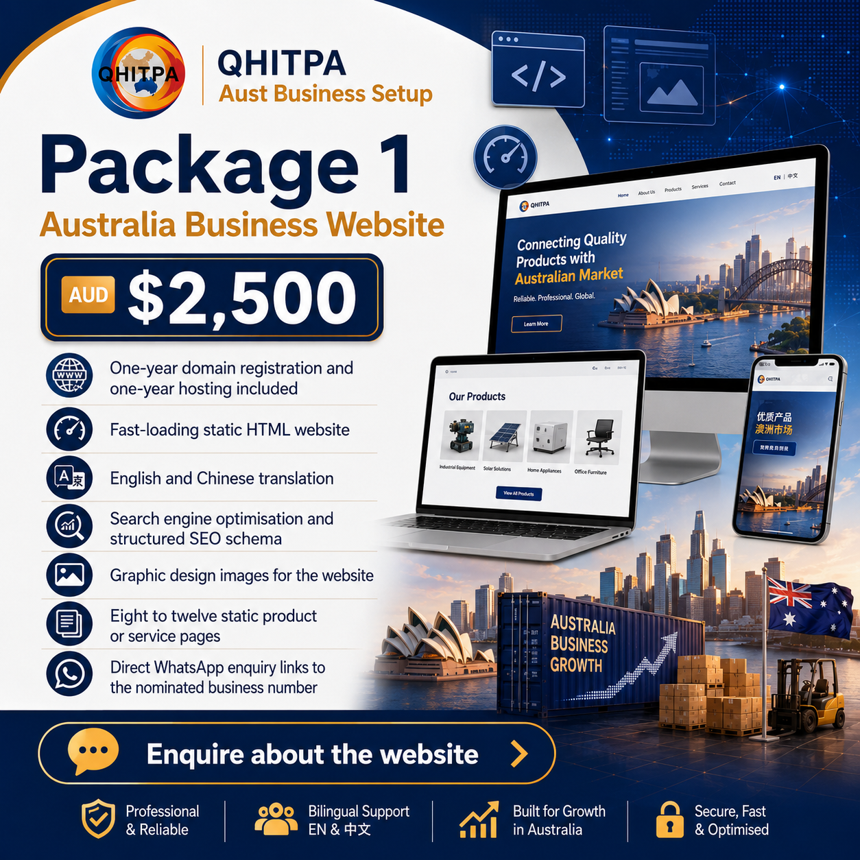 QHITPA Package 1 Australia Business Website AUD 2500